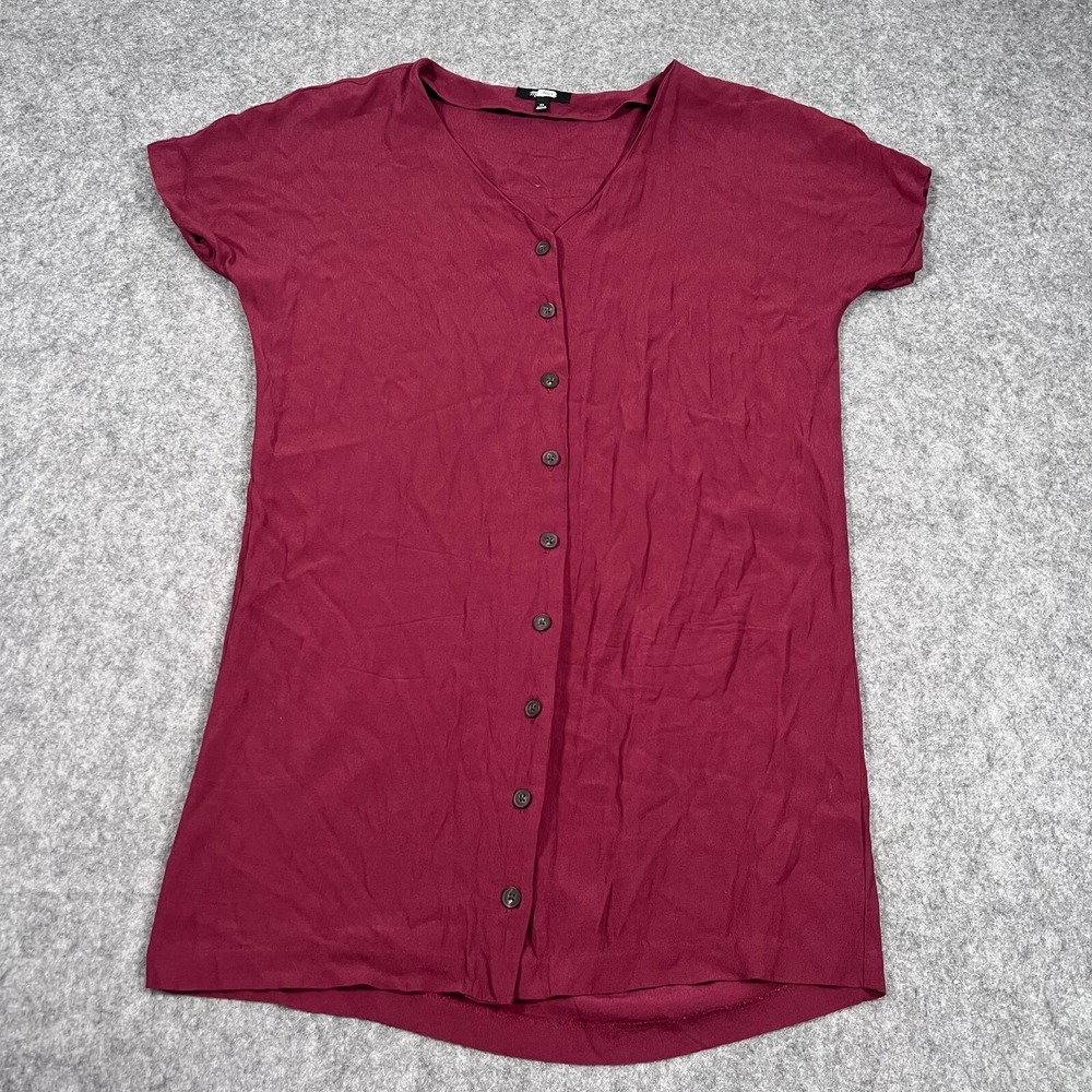 Madewell Rich Burgundy‎ Red Short Sleeve Easy Button-Front Dress Women's Size XS